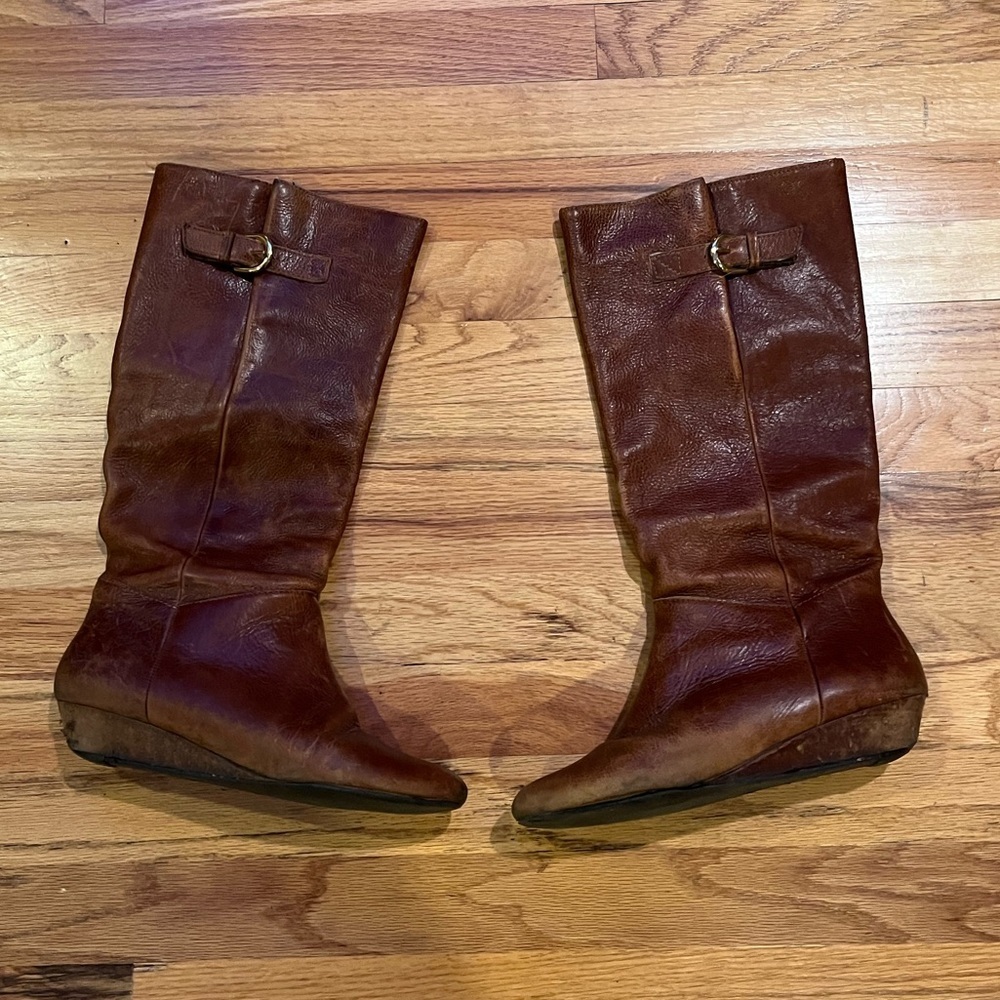STEVE MADDEN Camel Leather Slouchy Boots 8